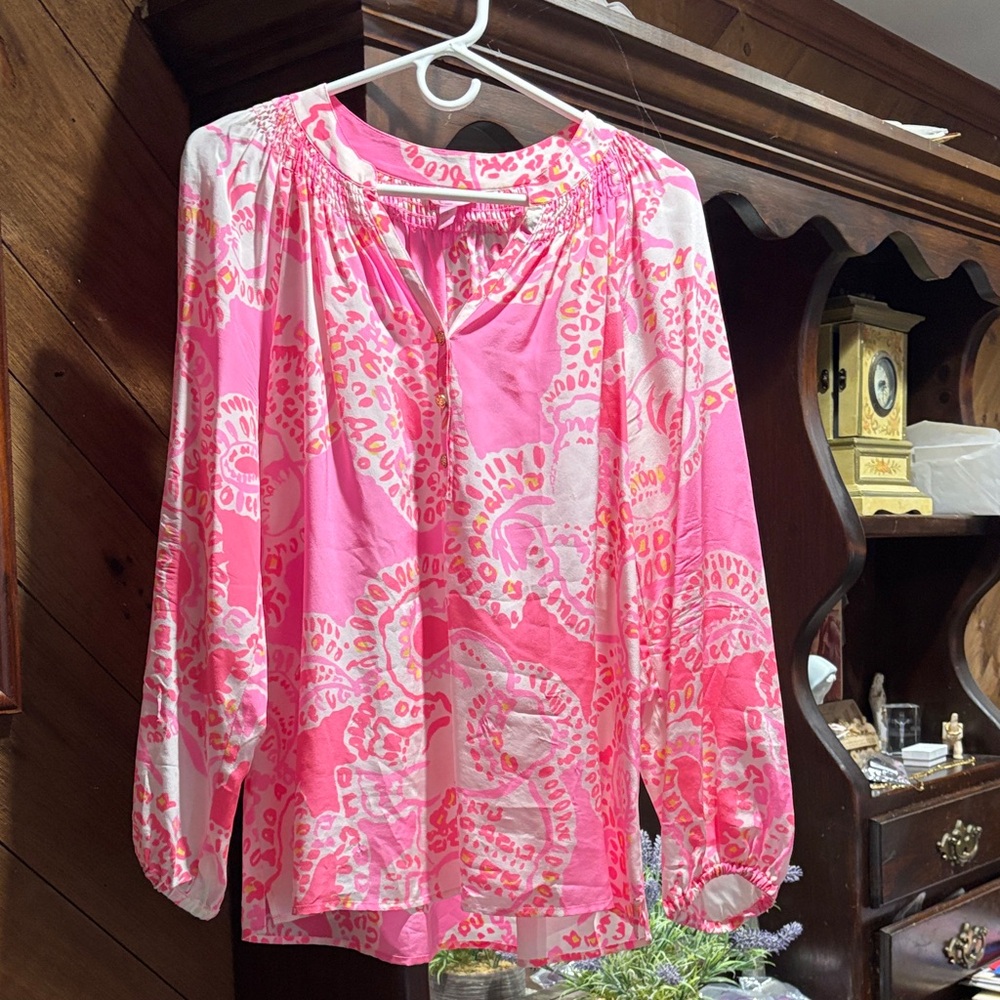 Lilly Pulitzer Pink Multi Floral Print Blouse